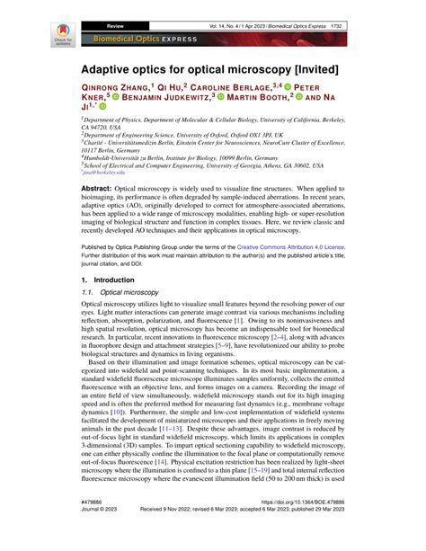 (PDF) Adaptive optics for optical microscopy