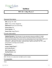 Phy Pdf Syllabus Phy College Physics I General Information