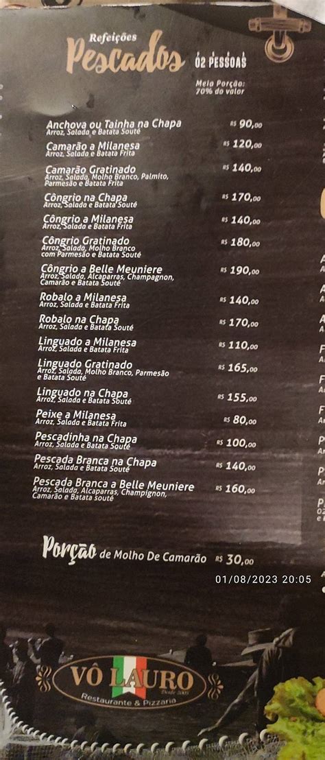 Vô Lauro Restaurante E Pizzaria - Menu em Vô Lauro Restaurante e Pizzaria, Bombinhas