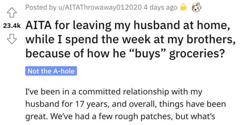 She Left Her Husband At Home For A Week Because Of How He Buys