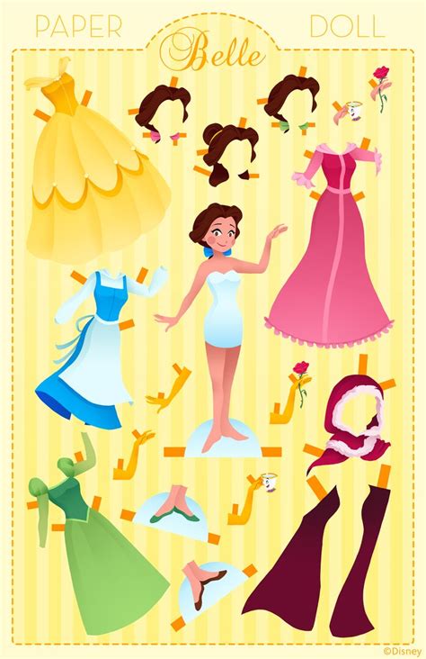 Paper Doll Belle Disney Style Disney Paper Dolls Princess Paper