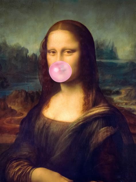 Mona Lisa Bubble Gum - Funny Minimalist Collage | Reproductions de ...