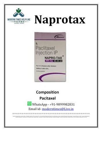 Naprotax 260 Mg At Rs 8000 Vial Paclitaxel Injections In New Delhi