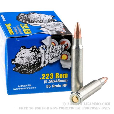 500 Rounds Of Bulk 223 Ammo By Silver Bear 55gr Hp