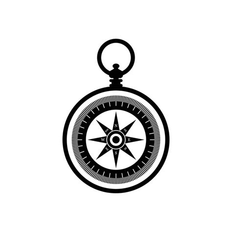 Compass Silhouette Black And White Icon Design Element On Isolated