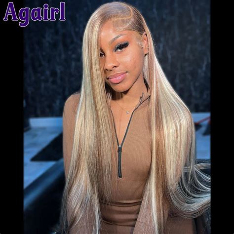 Blonde Braune Highlight Knochen Gerade Bereit Gehen 6x4 Spitze