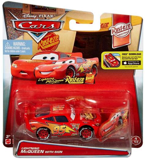 Disney Pixar Cars Rust Eze Racing Lightning Mcqueen With Sign 155 Diecast Car 412 Mattel Toys