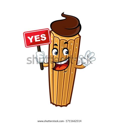 Vector Mascot Cartoon Illustration Churro Holding Stock Vector Royalty