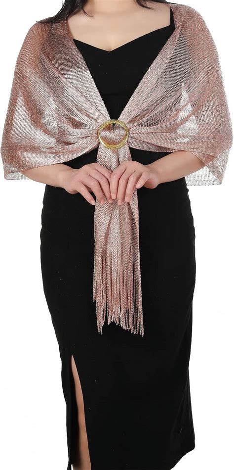 GZhLonKiMa Sparkling Metallic Shawls and Wraps for Evening Dresses with