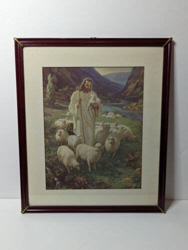 The Good Shepherd Jesus With Sheep Lambs 1942 Warner Sallman Litho