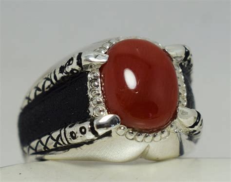 Marjan Coral Ring Top Quality Marjan Stone Ring Deep Red Coral Stone ...