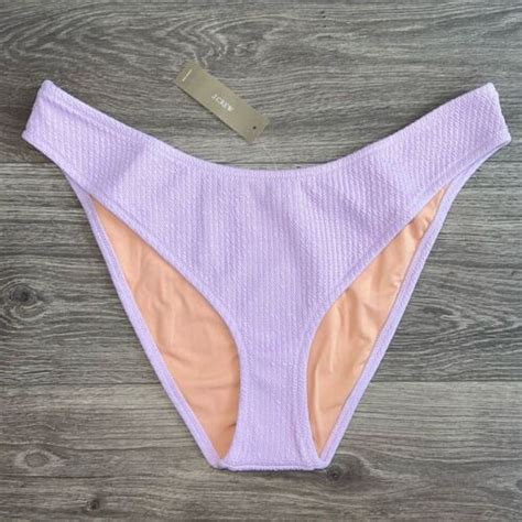 Nwt J Crew Textured Curved Waist Cheeky Bikini Bottom High Cut Light