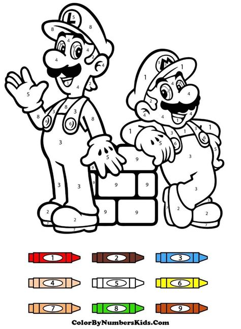 10 Best Mario Color By Number Printables In 2024 Coloring Pages