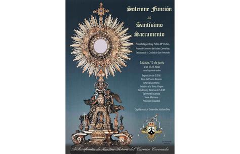 Solemne Función al Santísimo Sacramento el sábado 15 de junio