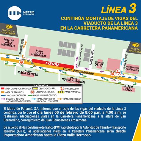 El Metro de Panamá anuncia cierre de vías por montaje de vigas en Pmá