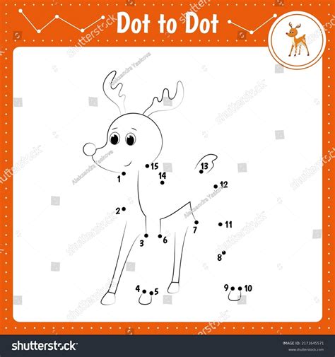 Connect Dots Deer Dot Educational Game Stock Vector Royalty Free