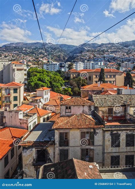 Funchal Town Cable Car Panorama, Madeira Island, Portugal Stock Photo