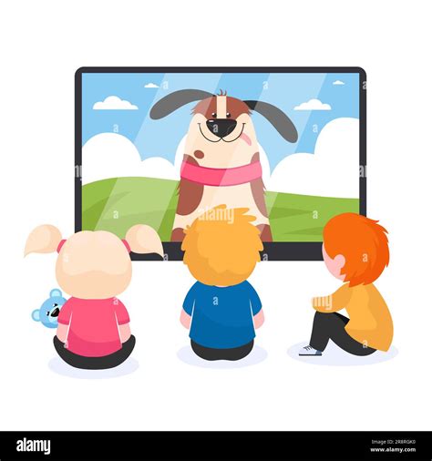 Children watching TV flat vector illustration Stock Vector Image & Art - Alamy