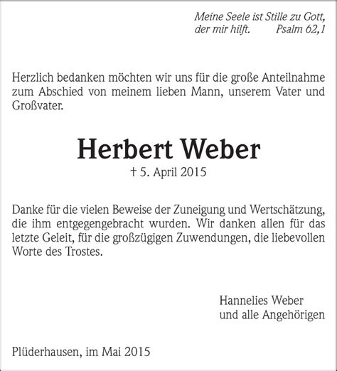 Traueranzeigen Von Herbert Weber Zvw Trauer