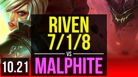 RIVEN Vs MALPHITE TOP 7 1 8 Rank 4 Riven 2 3M Mastery 800 Games