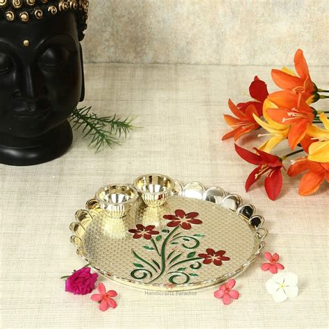 Buy Handicrafts Paradise Decorative Haldi Kumkum Holder Puja Thali