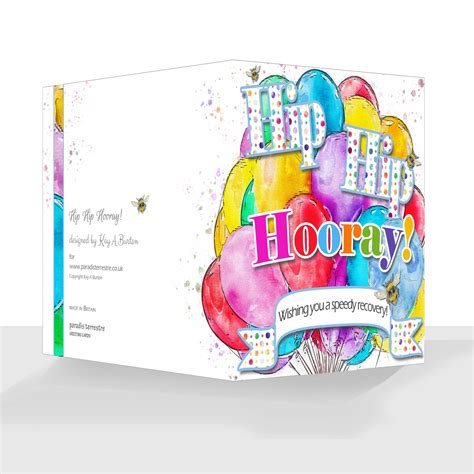 Hip Replacement Get Well Soon Card - Hip Hip Hooray - Paradis Terrestre