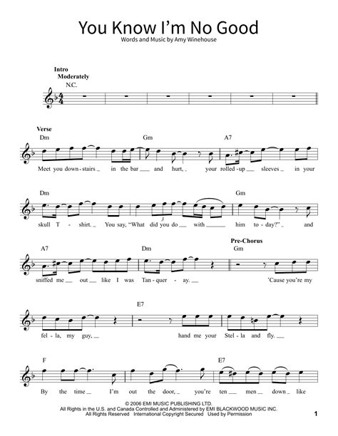 You Know I M No Good By Amy Winehouse Sheet Music For School Of Rock