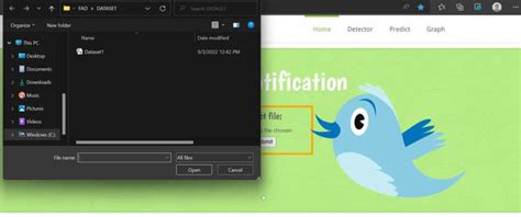 fig uploading  data set  upload button