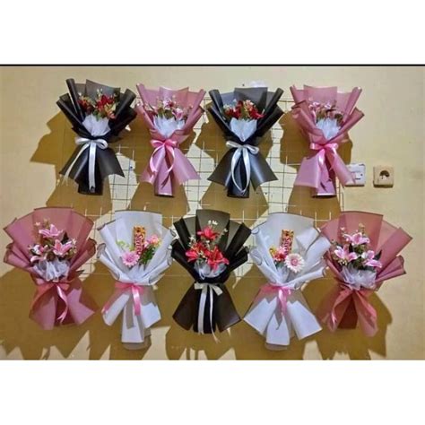 Jual Bouquet Bunga Artificial Buket Premium Free Kartu Ucapan