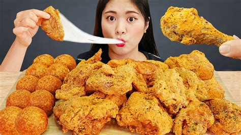 뿌링클 치킨 치즈볼 먹방 Fried Chicken Asmr Mukbang Dona 도나 Youtube