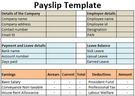 Excel Payslip Template Download