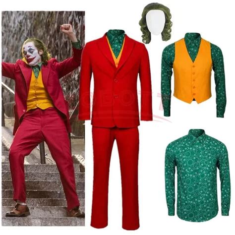 Movie Joker Joaquin Phoenix Arthur Fleck Cosplay Costume Clown Red Sui