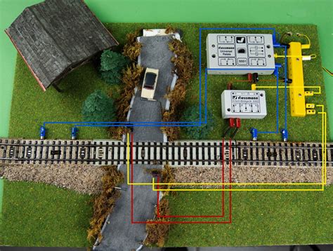 Installation Bahn Bergang Auf Der Modellbahn Mit Blinkenden