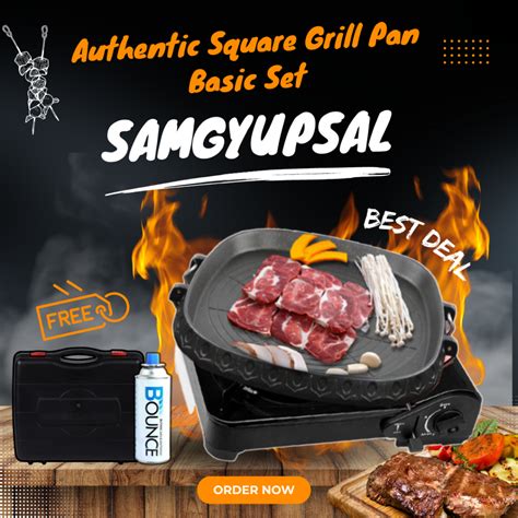 Samgyupsal Authentic Basic Set Korean BBQ Square Rectangle Round Grill