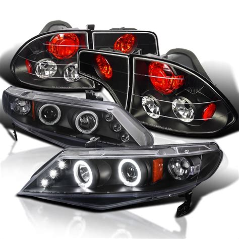 Spec D Tuning Led Dual Halo Jdm Black Projector Tail Brake Lamps