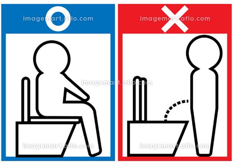 洋式トイレは座って利用するようにお願いするイラスト 215670484 イメージマート