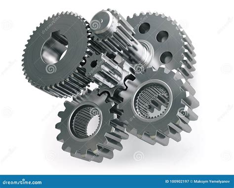 Ruedas De Engranajes Del Motor Y Ruedas Dentadas Aisladas En El Fondo