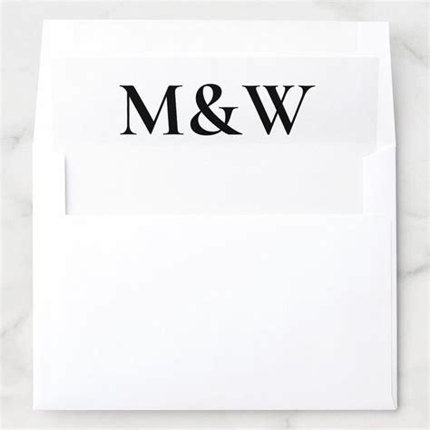 Modern Bold Monogram Black And White Wedding Envelope Liner Zazzle