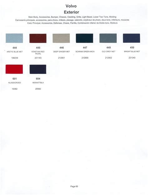 Volvo Paint Codes And Color Charts