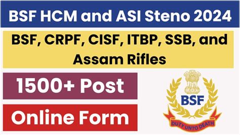 BSF HC Min And ASI Steno Exam Date 2025 Out Soon Admit Card Latest