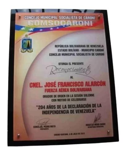 Placa De Reconocimiento En Acr Lico Tama O H X Cm Mercadolibre