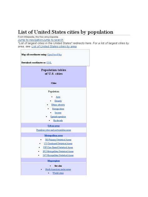 United States Cities by Population | PDF | Metropolitan Area | United ...