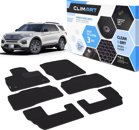 Clim Art Watertrap Custom Fit Floor Mats Compatible With Ford Explorer 2020 2024 1and2 Row Car