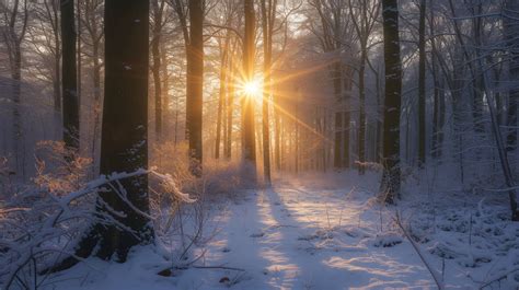 Sunrise beams through a snowy forest by WildWanderinGirl on DeviantArt