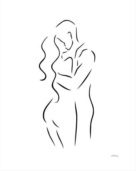 Kiss Drawing Minimalist Couple Line Art Framed Art Print By Siret