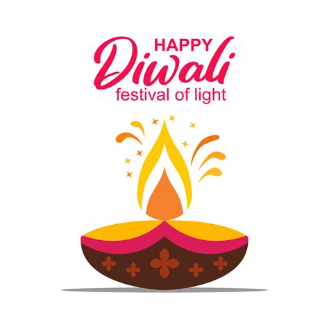 Happy Diwali Hindu Festival Banner Card Burning Diya Illustration