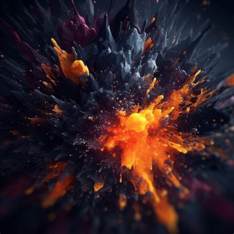 Premium Ai Image A Close Up Of A Black And Orange Explosion With A