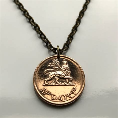 Ethiopia Santeem Coin Pendant Lion Of Judah Haile Selassie