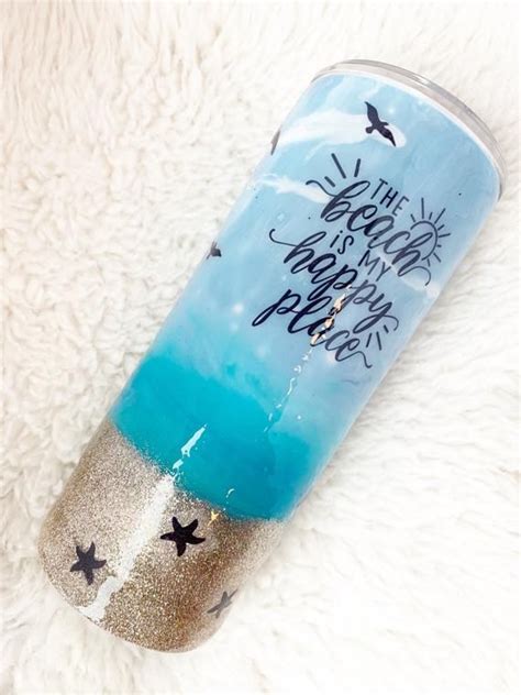 Beach Tumbler Custom Glitter Tumbler Girls Trip Tumbler Etsy Gifts