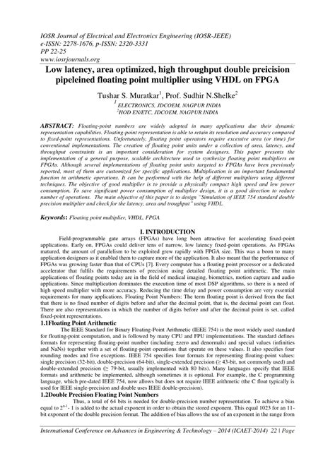 Pdf Low Latency Area Optimized High Throughput Double Preicision